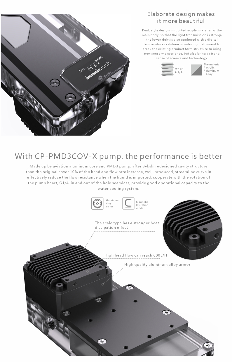 Bykski CPDDCXTK220V2 5V Luminous Symphony Square Water Tank Pump